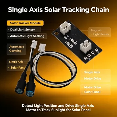Automatic Single Axis Solar Tracker, Light Seeking Tracking Module for Solar Panel DIY