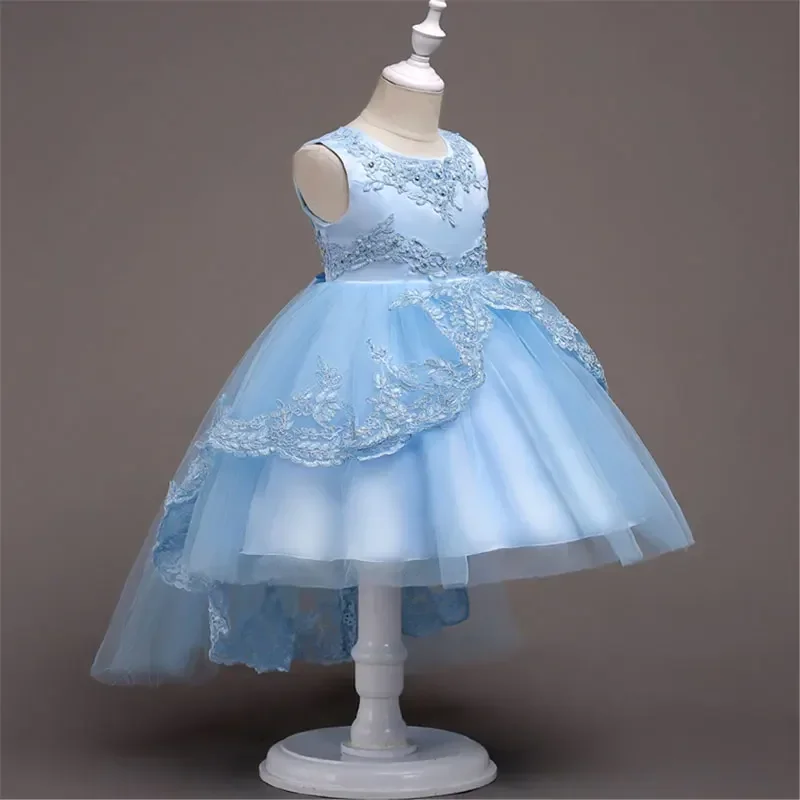 Vestido de princesa sem mangas feminino, Roupas infantis, Vestidos de Garota de Flores, Casamento, Verão, Moda, 3-14Anos