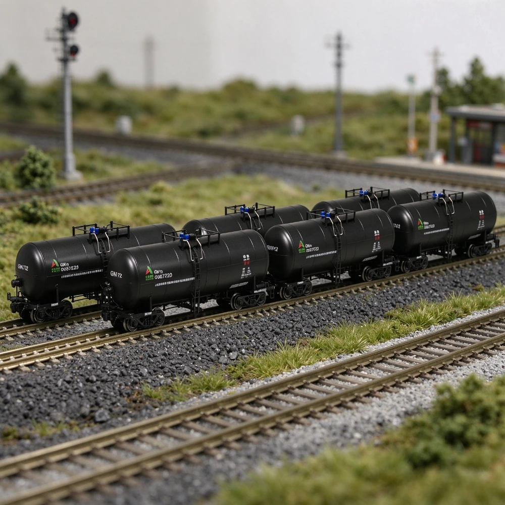 Changming N Scale 1/160 Train Model GN70 Tank Wagon New Built Black Livery 6 Set Freight Car Miniature Model Adult Toy Gift