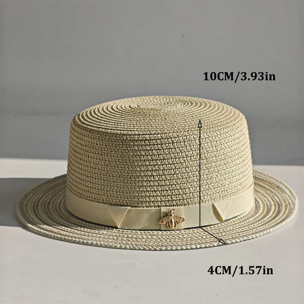 Elegant Little Hat Straw hat Sun Protection Hat Classic Versatile Beach Hat Openwork Woven Straw Hat Sturdy Papyrus Hat 모자