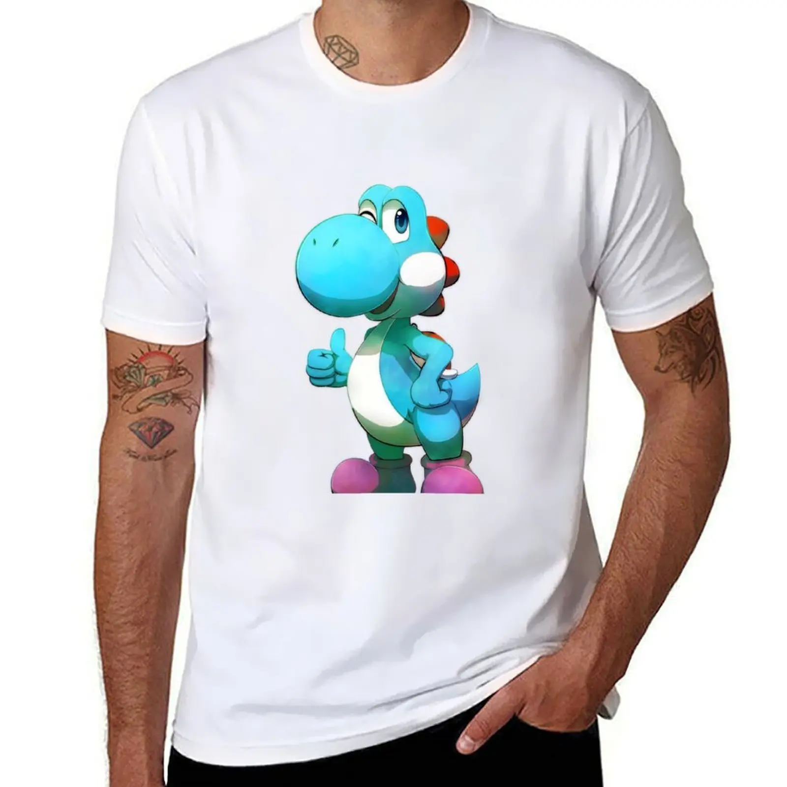 

cute blue yosh dino T-Shirt t shirts for man pack white man t shirt graphic T-Shirt