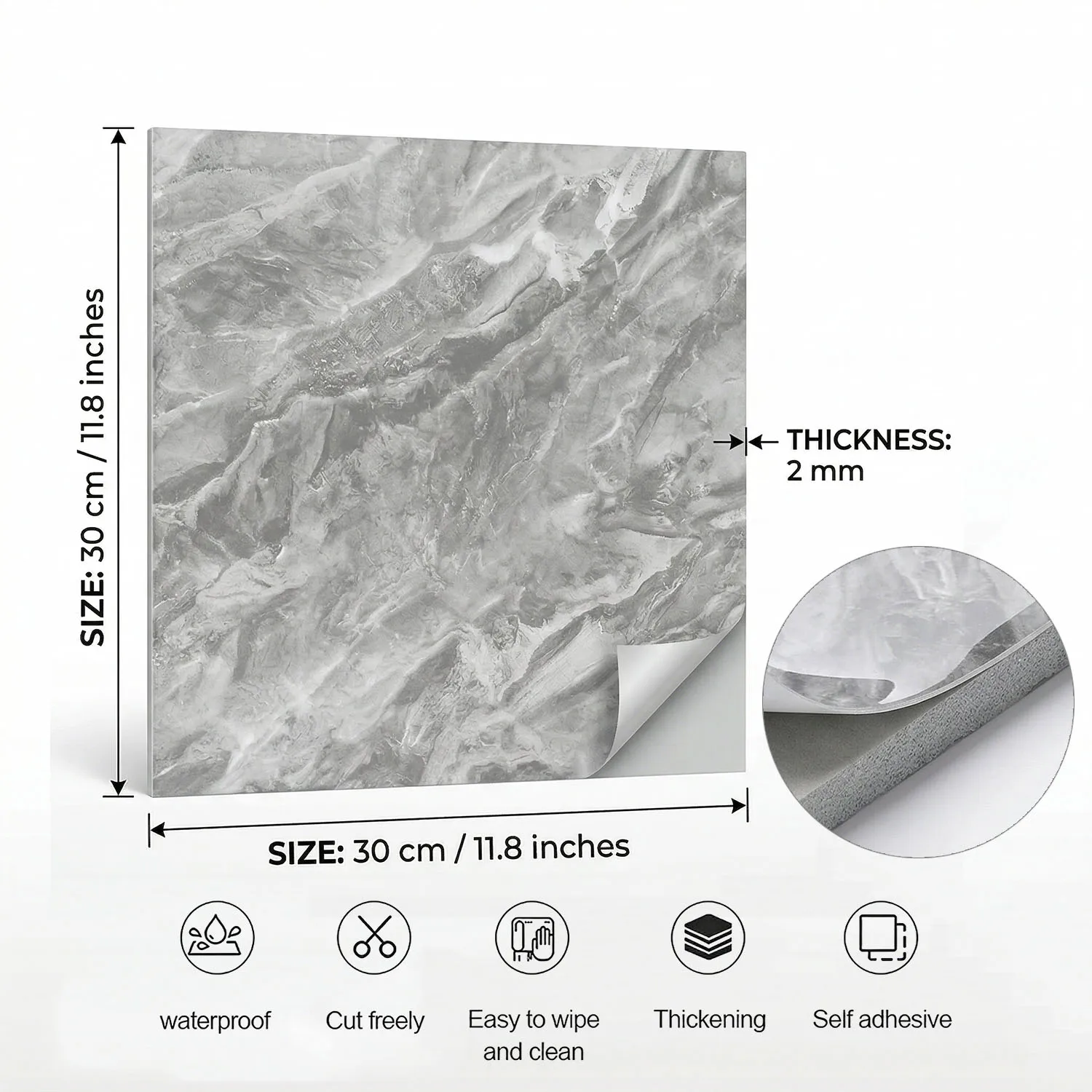 10/20pcs Marble Peel and Stick Waterproof IXPE Shower Wall sticker Bathroom Backsplash Tile Stick on Wall for Bedoom Kitchen