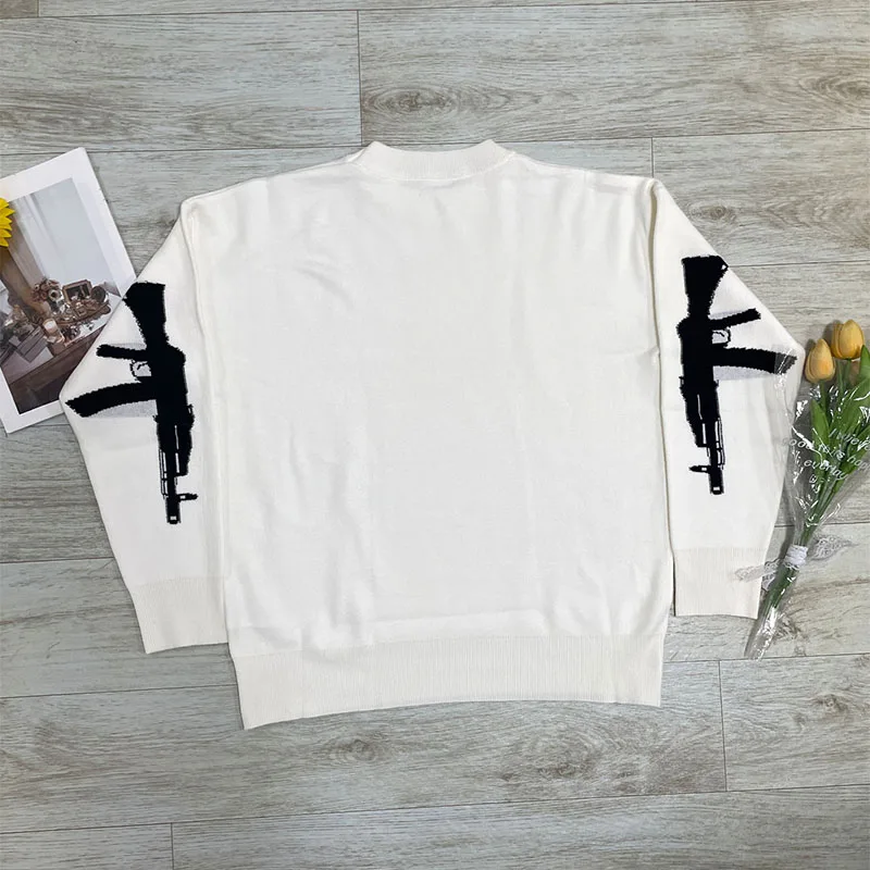 

Rock Cartoon Sweater Fashion Casual Harajuku Sweater Y2K Retro High Street Design Loose Gun Color Round Neck Sweater Gothic Punk