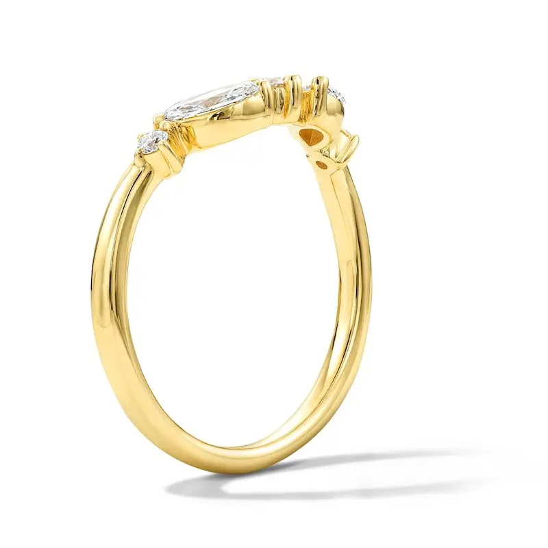 925 Sterling Silver 18k Gold Plated Moissanite Ring Marquise Round Cut Stackable Band for Women Wedding Engagement Fine Jewelry