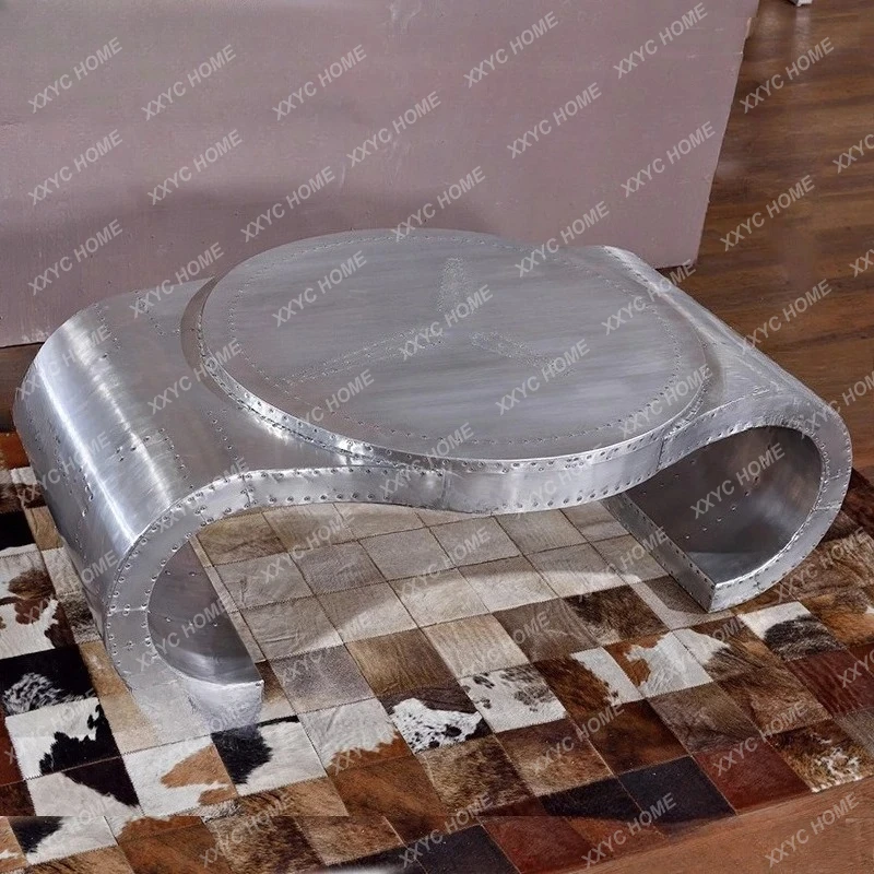 L table personalized aluminum leather rivets metal industrial style bar coffee shop  high sense