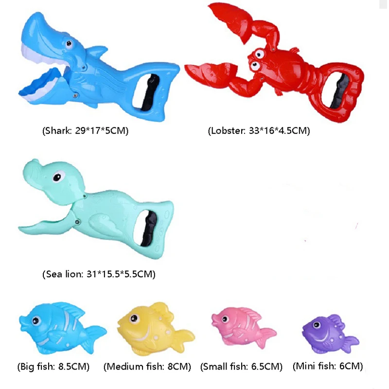 Colorful Cute Toy Claw Catcher Baby Bath Toy Fish Children Play Water Game Shower Toy Set