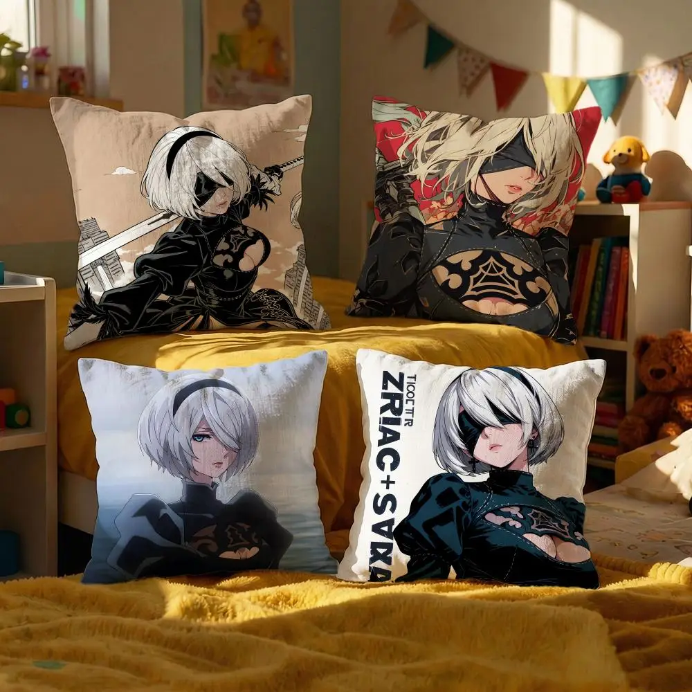 Game Nier Automata Kissenbezug, dekorative Kissenbezüge, Sofa-Bezug, 50 x 50 cm, 4-teilig, 45 x 45 cm, 40 x 40 cm, Kissenbezug
