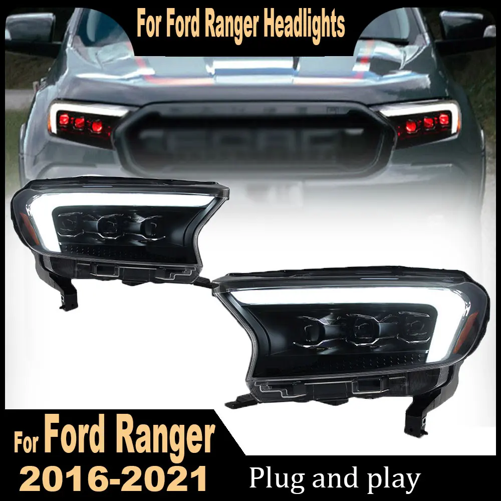 LED Head Lamp Ford Ranger Headlight 2015-2021 Headlights Ranger DRL Turn Signal High Beam Angel Eye Projector Lens Plug and play