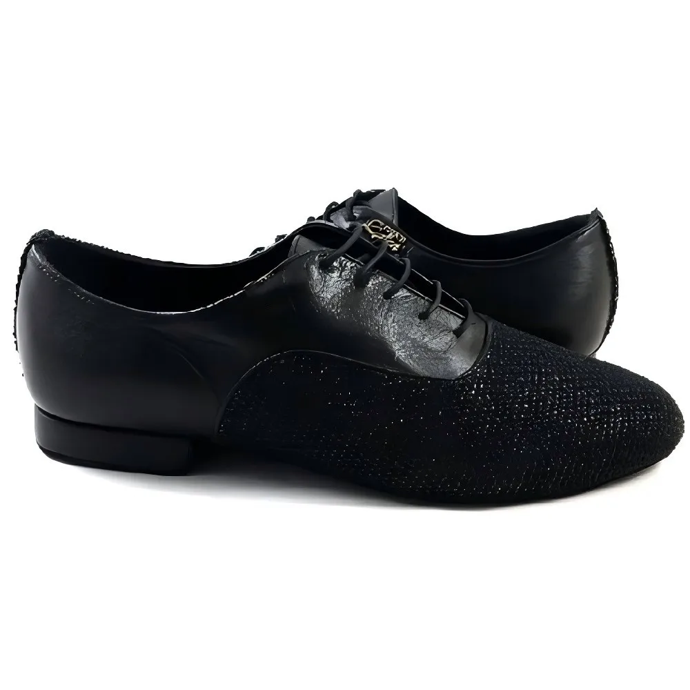 Men's Modern Ballroom Dance Shoes Leather Glitter 2.5cm Heel Pointed Toe Latin Salsa Ballroom Dancing Shoes Casual Party Shoes