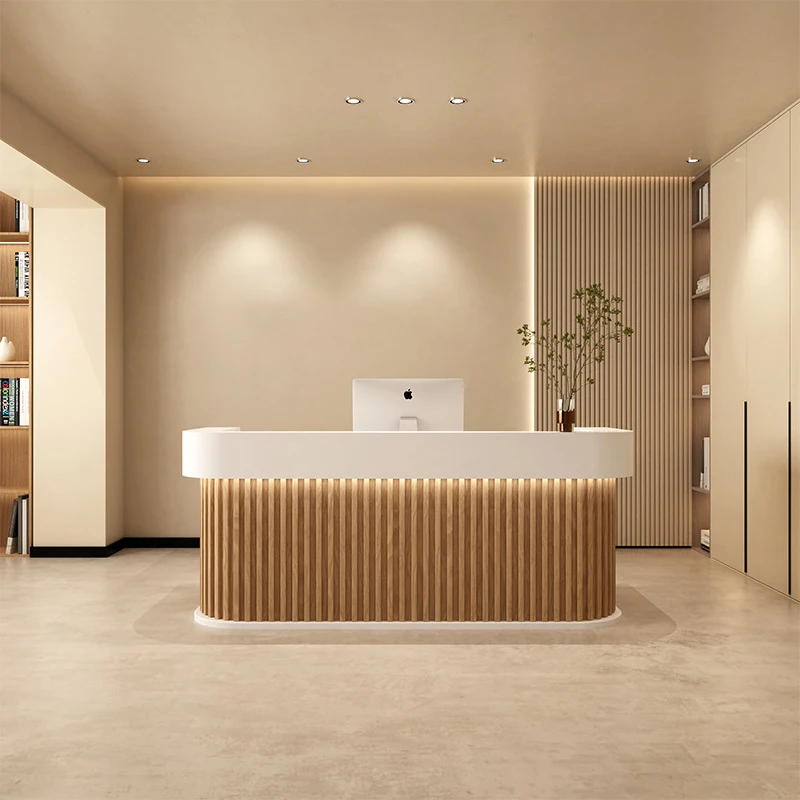

High Quality Small Beauty Salon Front Desk Reception Counter Bar Luxury Led Nail Salon Small Reception Desk for Salon