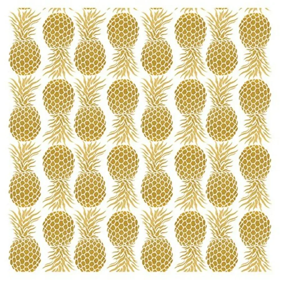 Non Adhesive Gold Pineapple Shelf Liner 9' L X 18 W for Kitchen Cabinet Organization and Bathroom Storage Protection with Elega