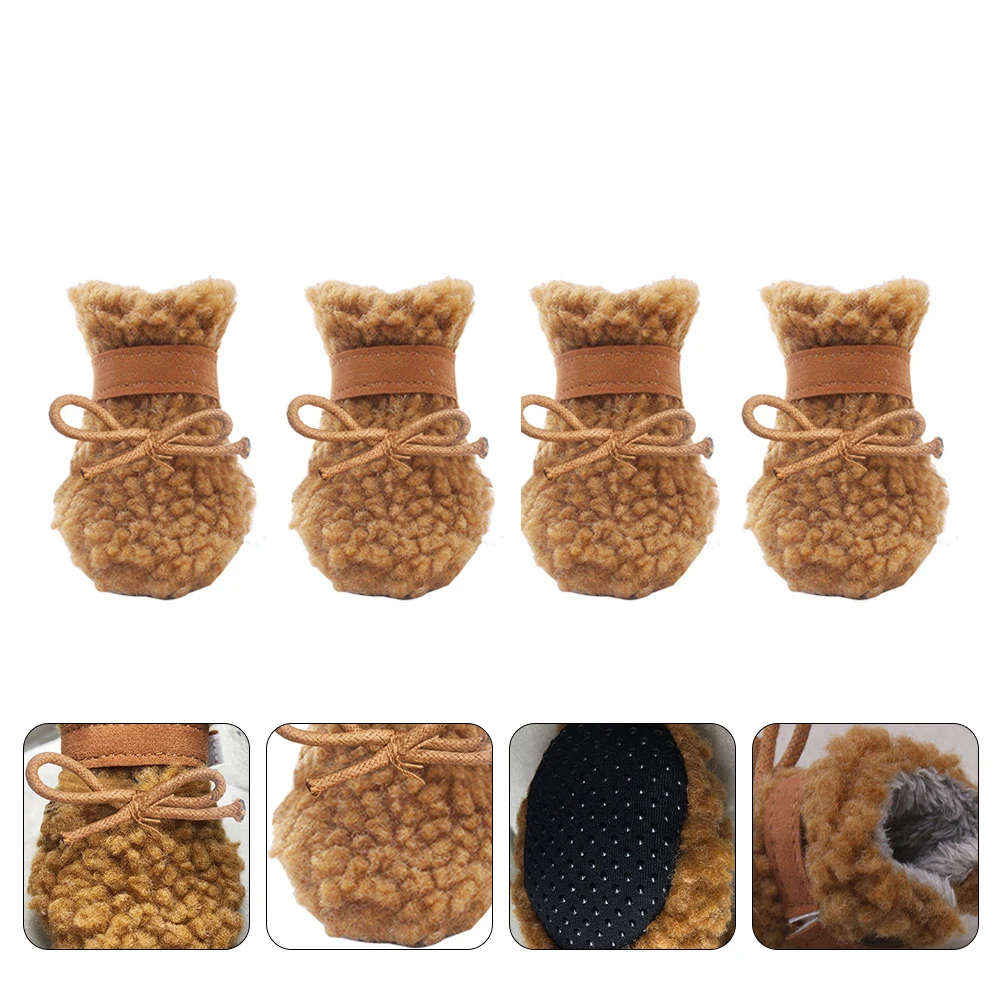 

4pcs Dog Snow Boots Winter Outdoor Anti-Slip Shoes For Dogs Pet Footwear Durable Protection Hardwood Floors Nail Scratches Quiet