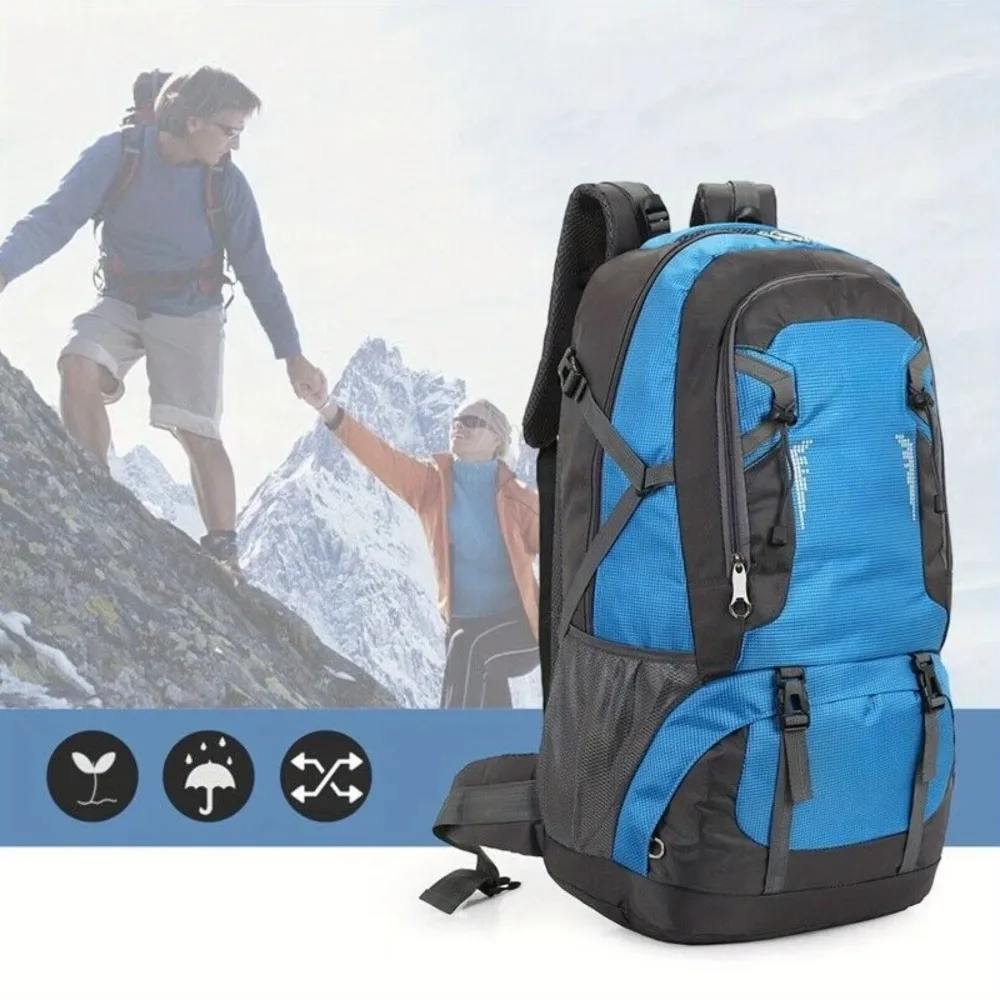 Mochila de senderismo para actividades al aire libre, con capacidad de 60 litros, correas ajustables para los hombros y cinturón para la cintura. Mochila versátil e informal, ideal para acampar, hacer montañismo, viajar y andar en bicicleta.