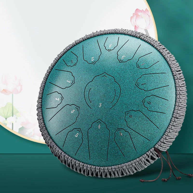 Hluru 15 Notes Glucophone Steel Tongue Drum 13 Inch 14 Inch 15 Notes Music Drum C/D Tone Ethereal Drum Percussion Instrument