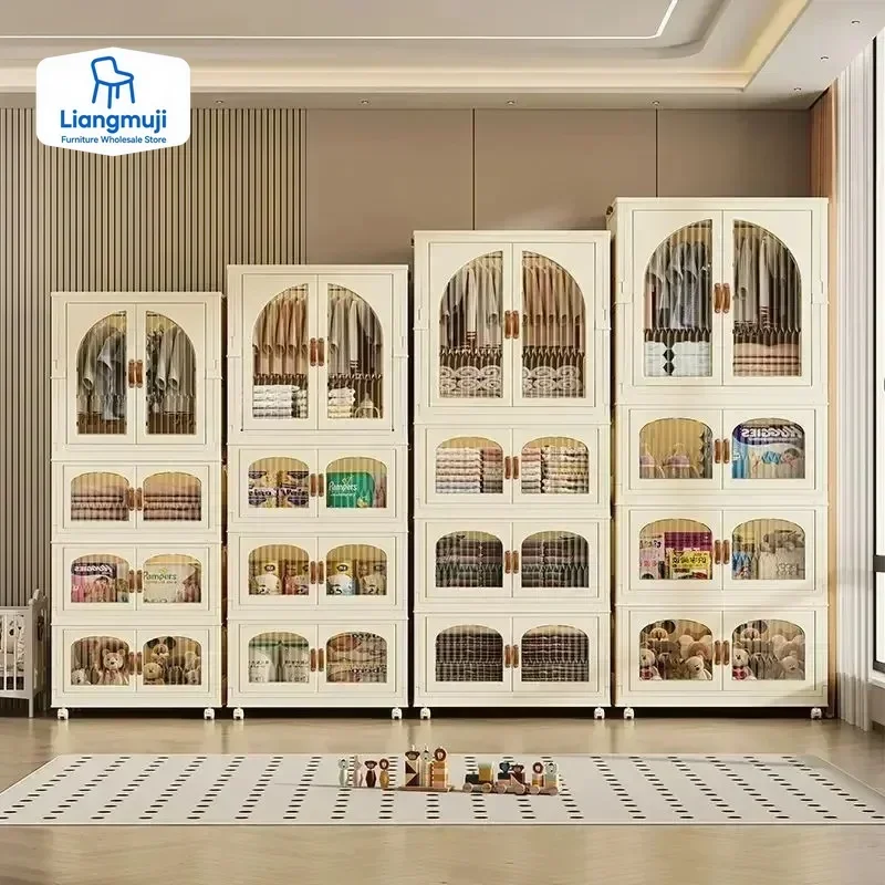 

Enlarged Wardrobe Open Closets Economical Assembly Bedroom Furniture Closet for Clothes with Storage Cabinets Organizing Bins