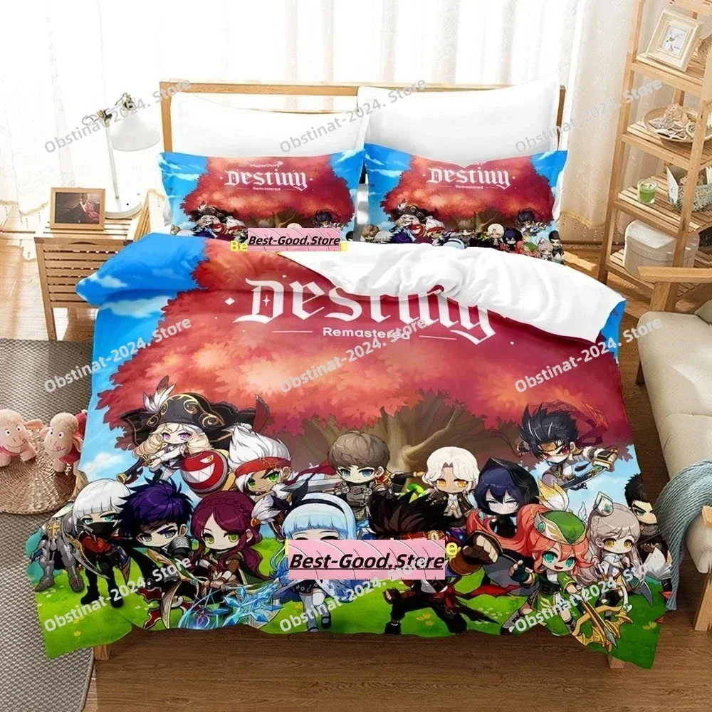 2024 Maplestory Bedding Set Single Twin Printed Bed Set With Pillowcase Bed Duvet Cover Soft Single Double Queen Super King Size