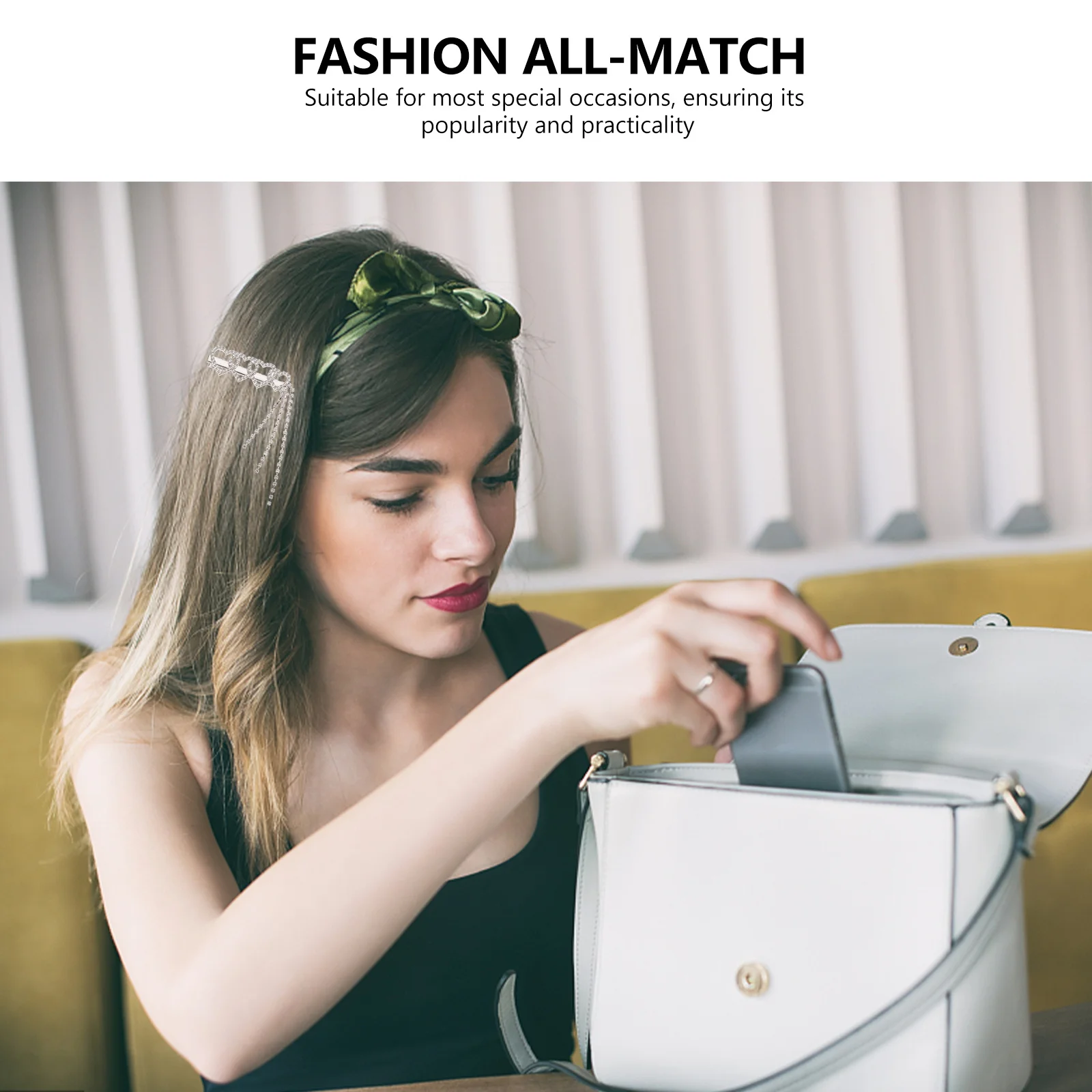 

2Pcs Rhinestone Heart Hairpins Elegant Tassel Accent Simple Chic Hair Clamps for Wedding Dating Party Banquet Daily Wear All