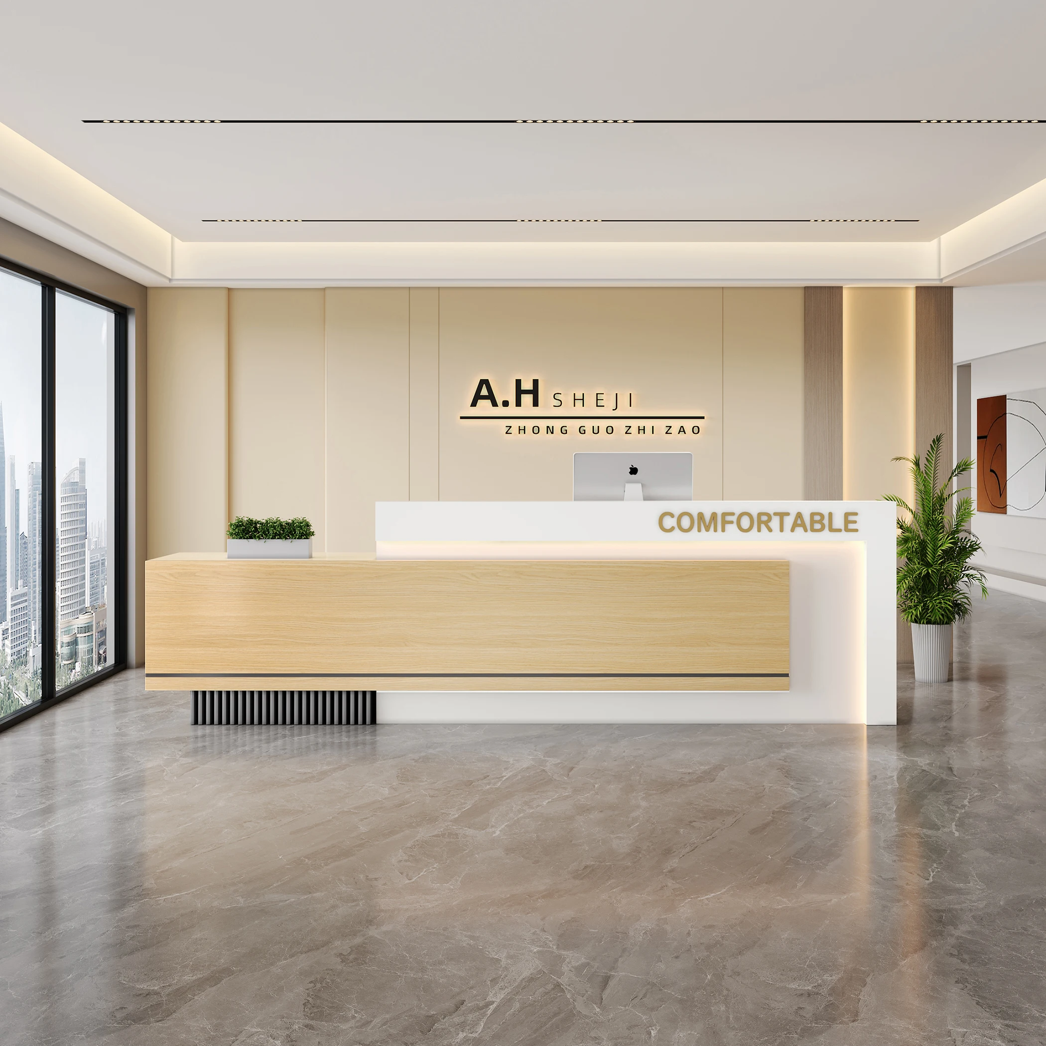 Salon Bar Counter Reception Desk Podium Cashier Luxury Shop Reception Desks Modern Long Bureau Meuble Beauty Salon Furniture