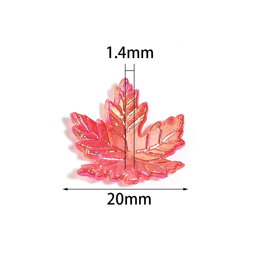 100pcs 20mm Plated Color Maple Leaf Acrylic Beads Loose Spacer Bead For DIY Bracelets Necklace Keychain Jewelry Making Materials view 2