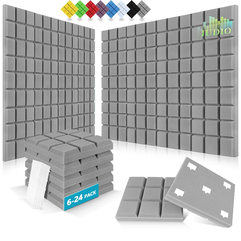 

Studio Acoustic Foam Panels 6/12/24 Pcs, Home Sound Insulation Wall Sticker Insulation Material, Room Soundproof Panel Foam Pad