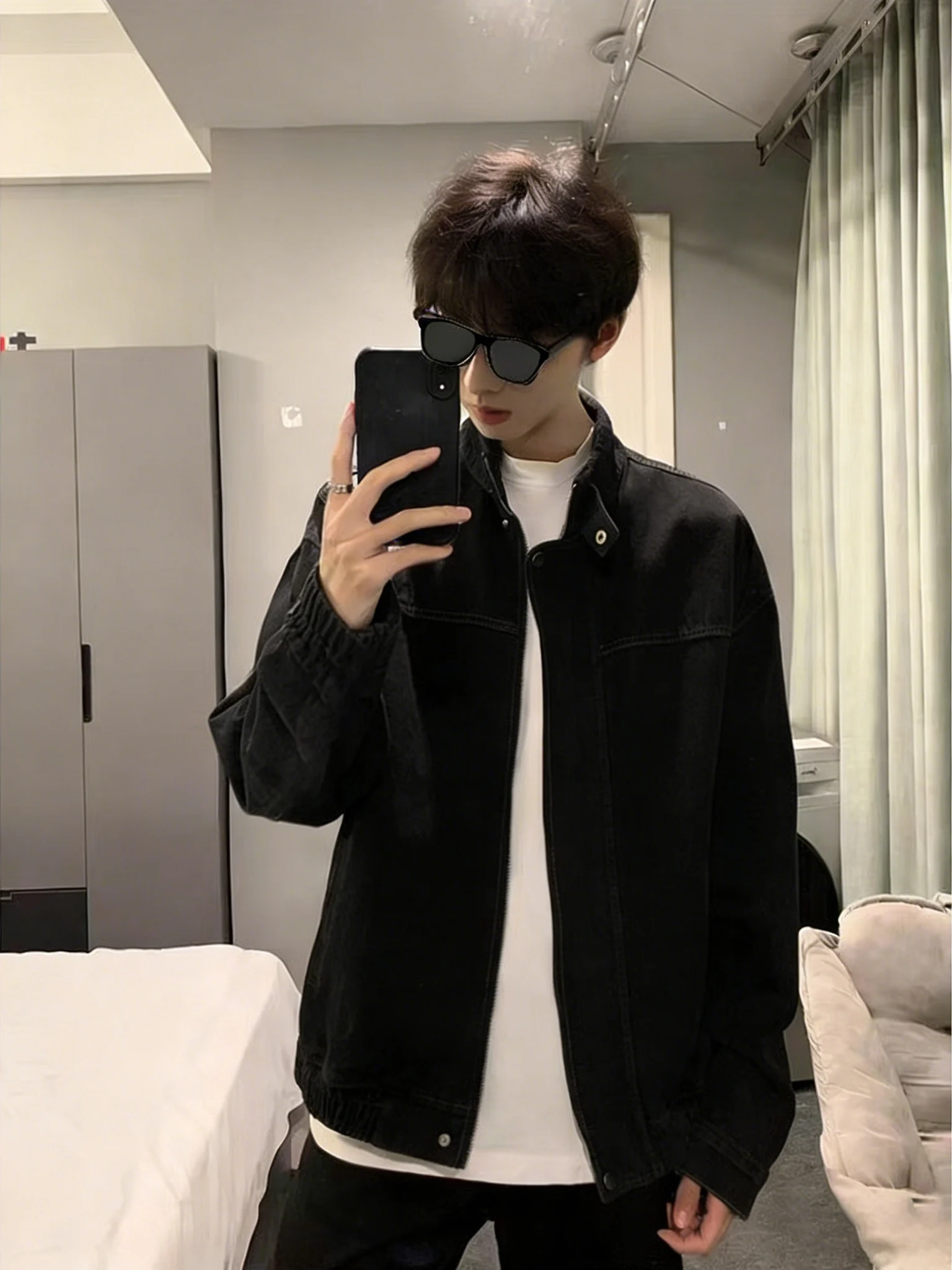 

Мужская джинсовая куртка Cleanfit Bla ort Waed с воротником-стойкой, на молнии, для весны и осени, в рабочем стиле