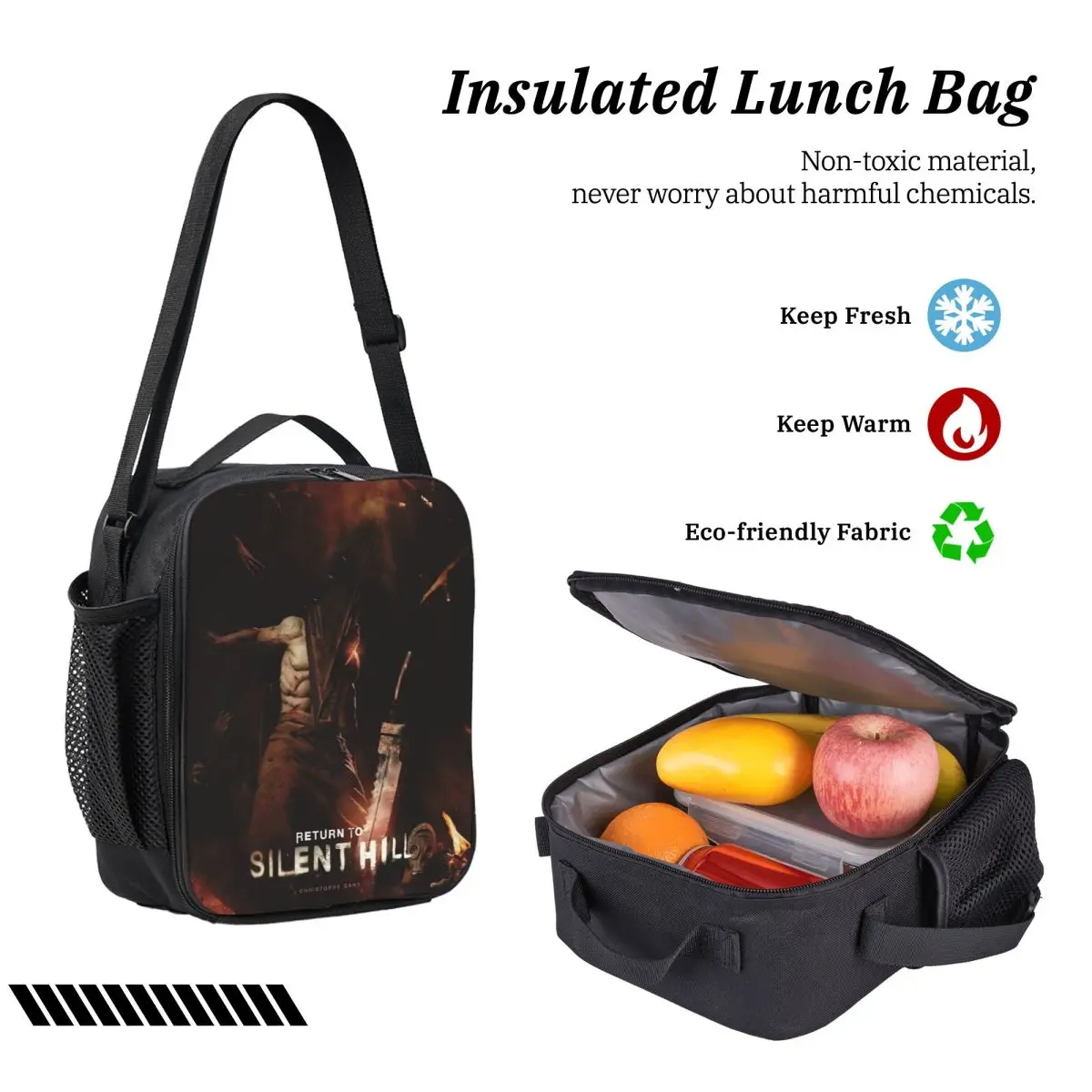 3Pcs Return To Silent Hill Movie 2026 Backpack Set for Children Pen Bags Bookbag Sets with Lunch Box For School Students Daypack