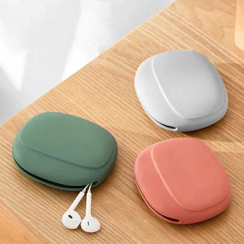 Headphone Storage Box Silicone Earphone Data Cable U Disk Organizer Cute Coins Purse Case Bag Home Travel Business Trip