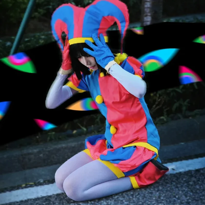 Pomni Cosplay Costume Digital Circus Jester Outfit Anime Role Play Suit for Halloween Carnival Party ComicCon RolePlay Outfit