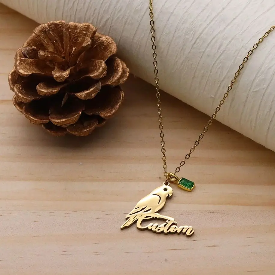 

Chandler Custom Name Stainless Steel Lovely Parrot Pendant Necklace For Women Girls Cute Bird Choker Jewelry Birthday Gifts