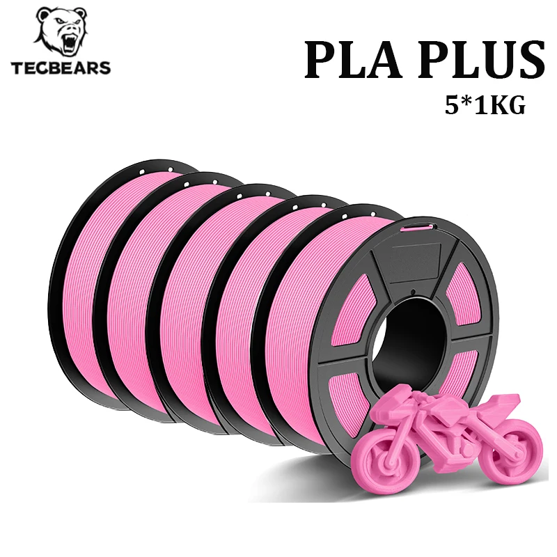 TECBEARS 5KG PLA Plus 3D-printerfilament PLA+ 1,75 mm Geen bubbels Vacuümverpakking Netjes gewikkeld filament voor 3D-printer en 3D-pen