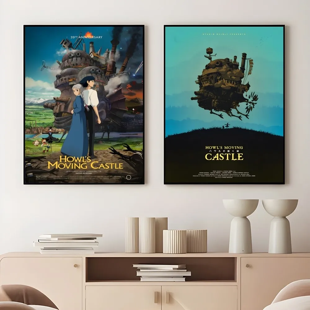 Japan Anime H-Howls M-Moving C-CastleS Poster Sticky Wall Art Printing Waterproof Home Living Bed Room Bar Aesthetic Decor