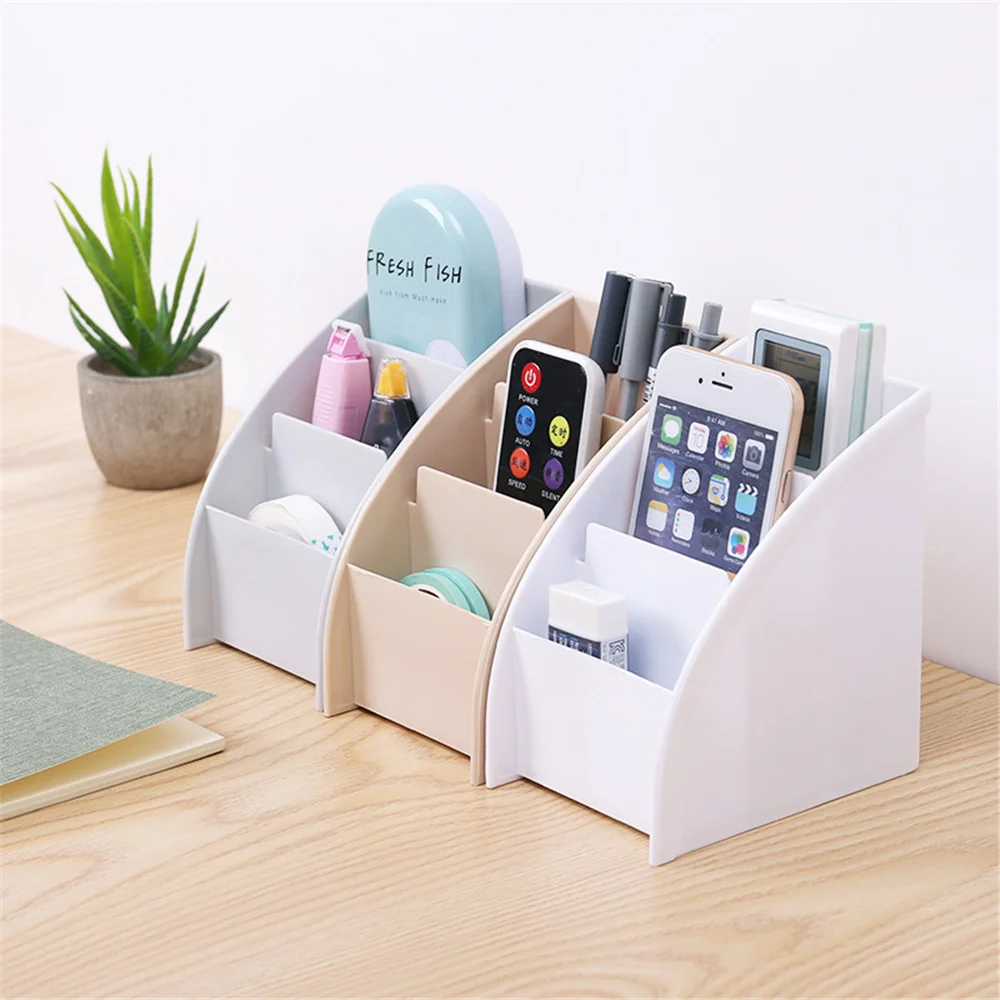 Plastic Desktop Trapezoidal Storage Box Remote Control Holder Home Office Shelves Cosmetic Stationery Storage Pen Storage Box