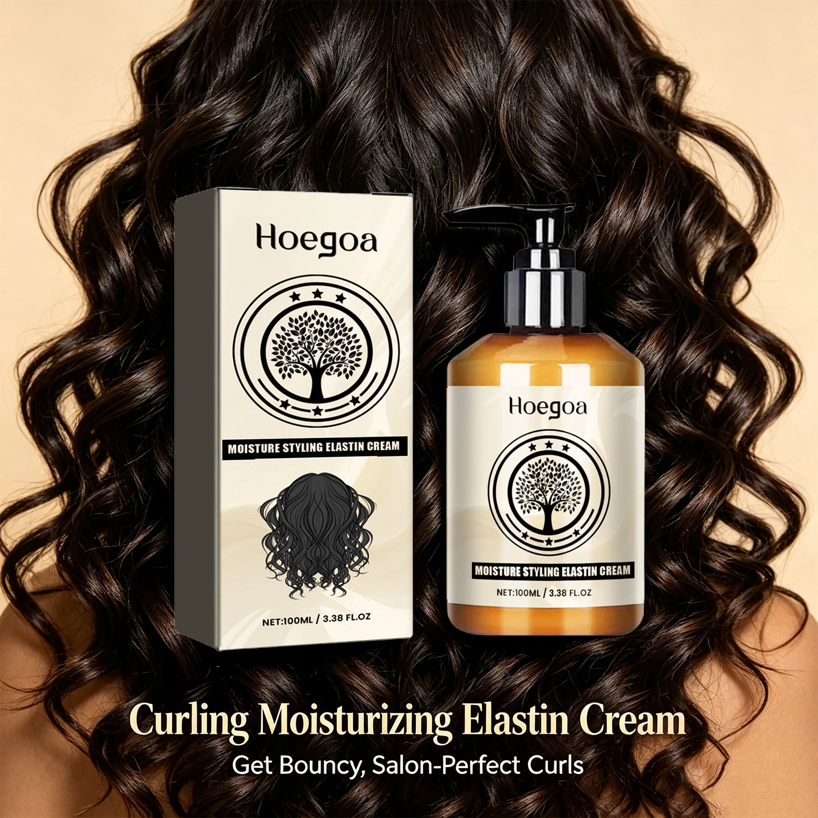 Moisture Styling Elastin Cream Moroccan Curl Styling Cream for Shiny and Frizz Dry Hair Hydrating Repair Volume Hair Care 100ml