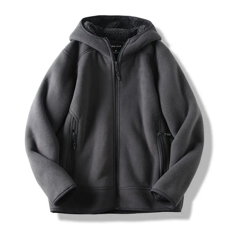 

New Autumn and Winter Casual Fleece Jacket Winter Warm Hooded Outdoor Polar Fleece Men's Jacket