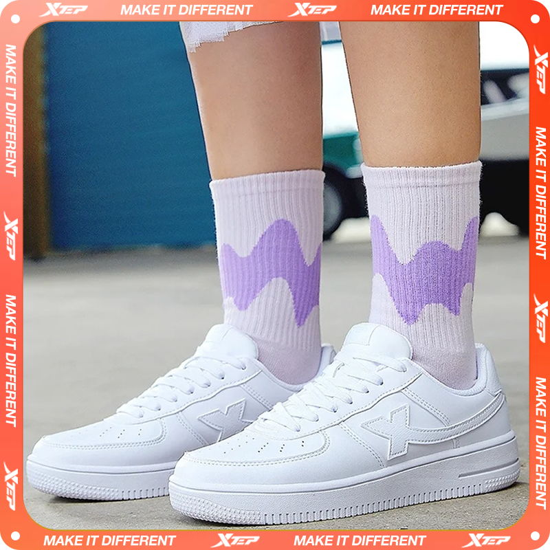  Xtep Women Skateboarding Shoes Female Spring Non-Slip Women's Walking Shoes White Black Durability Cozy Sneakers 881218319851