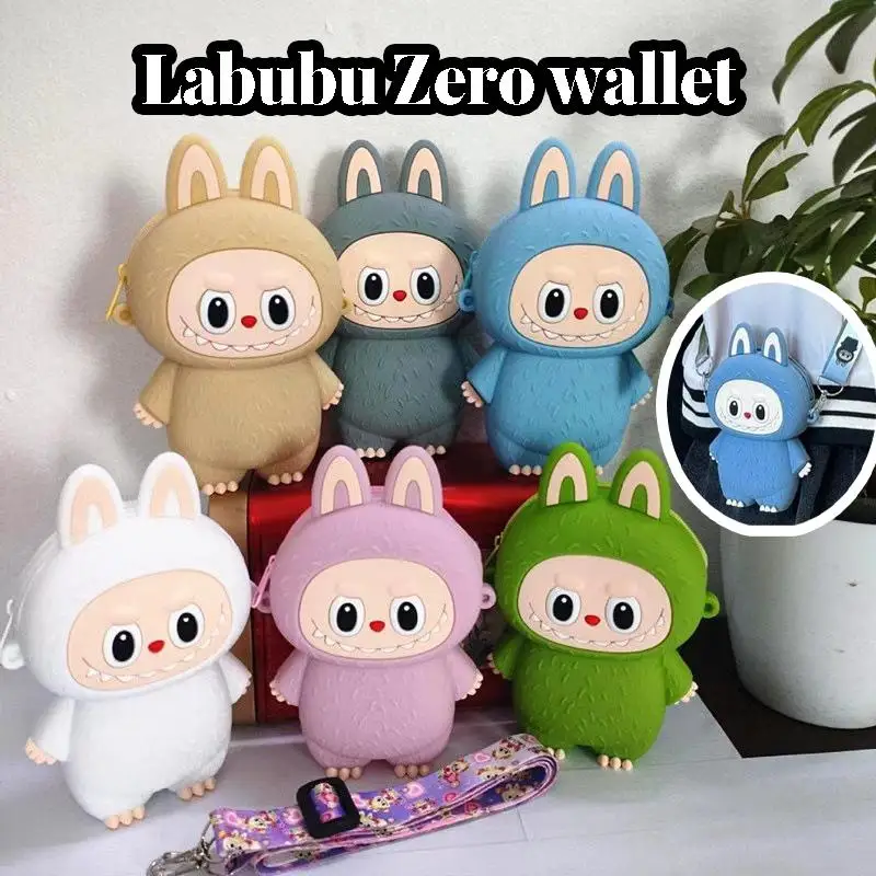 

2025 New Labubu children coin purse cute children bag cartoon silicone bag exquisite versatile travel accessories messenger bag