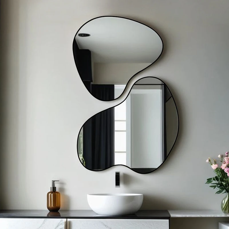 

Irregular bathroom mirror wall-mounted wall combination light luxury simple home jewelry hanging pictures special-shaped