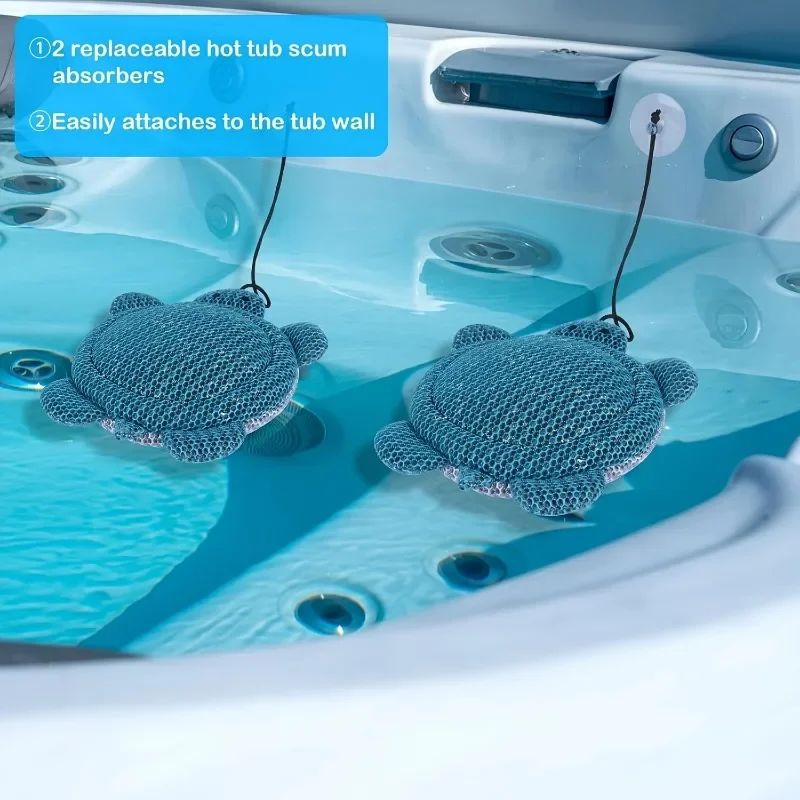 L'absorbeur d'écume de jacuzzi de tortue de mer réutilisable absorbe l'huile, lime visqueuse, maintient l'eau cristalline – Convient aux piscines hors sol