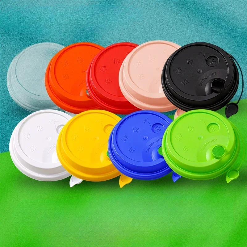 50pcs 90mm Caliber Injection Molded Leak Proof Cup Lids One Time Packaged Milk Tea Coffee Cup Lid Thickened One-piece Cover