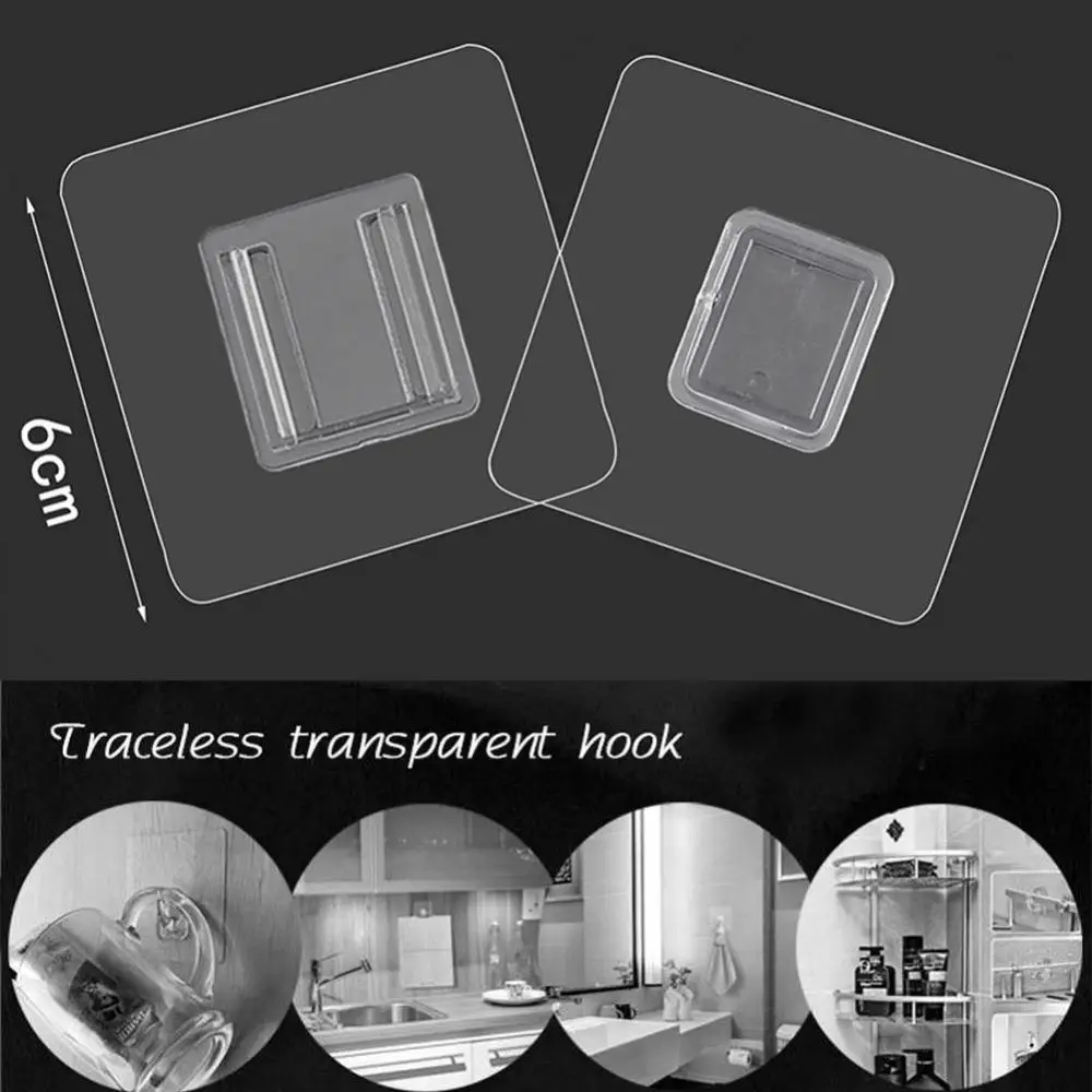 Double-Sided Adhesive Wall Hook Buckle Transparent Sticker Hook Snap Hook Kit Organizer Multi-Purpose Hook Sticker Hanger Holder