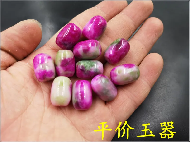 DIY Jewelry Accessories Pink Peach Blossom Jade Bucket Beads Loose Beads Tube Beads Peach Blossom Stone