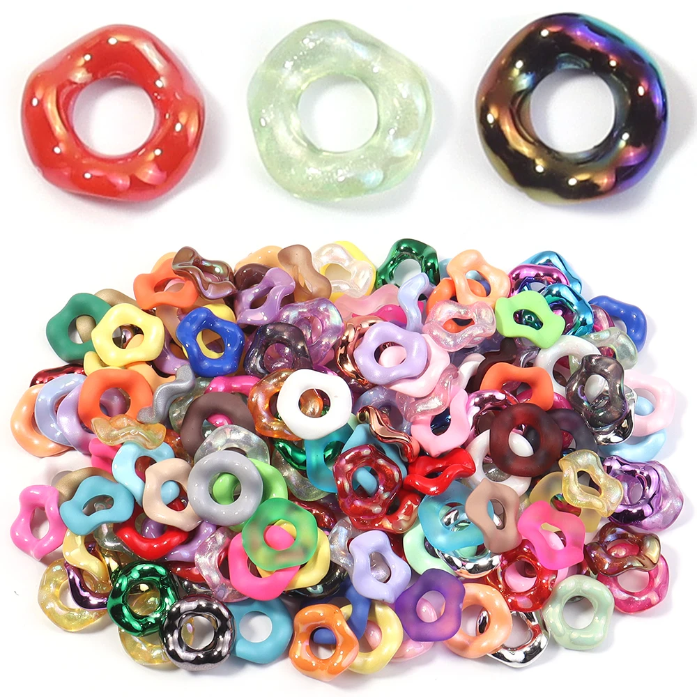 20pcs 16mm Candy Color Acrylic Beads Colorful Doughnut Loose Beads For DIY Jewelry Making Bracelet Phone Chain Keychain Supplies image 3