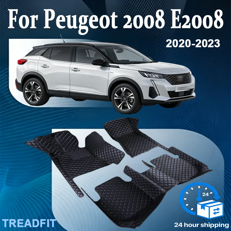 

Роскошные автомобильные коврики для Peugeot 2008 E2008 2020 2021 2022 2023, ковры, подкладки для ног, аксессуары, детали интерьера, водонепроницаемый коврик