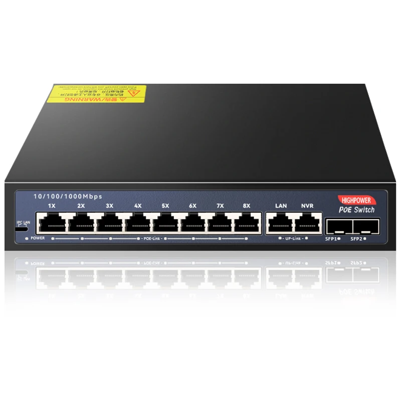 8-PoE 포트 및 2-RJ45 및 2-SFP 업링크 플러그 앤 플레이를 갖춘 12포트 기가비트 이더넷 스위치