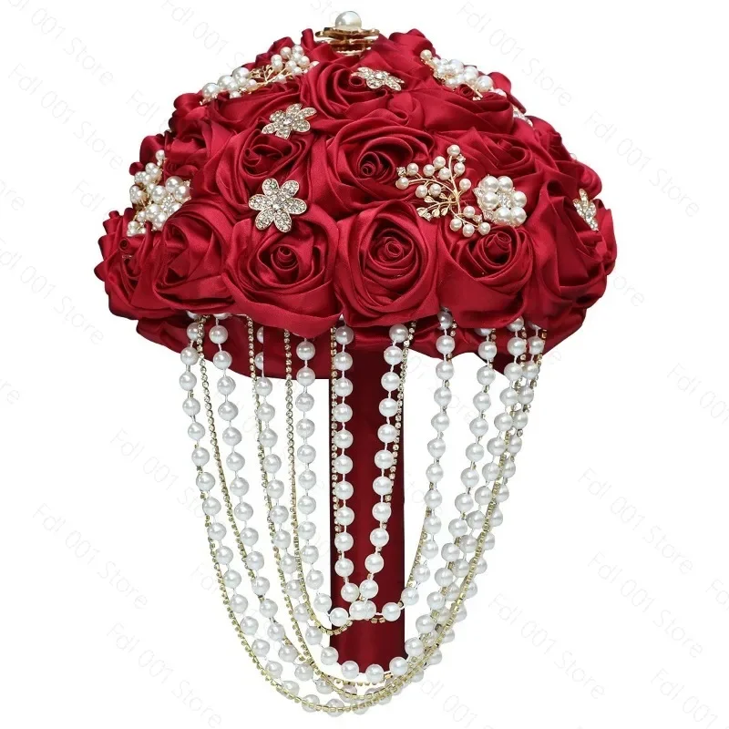 Bridal Bouquet Wedding Creative Korean‑Style Cream Red Hand Holding Bouquet