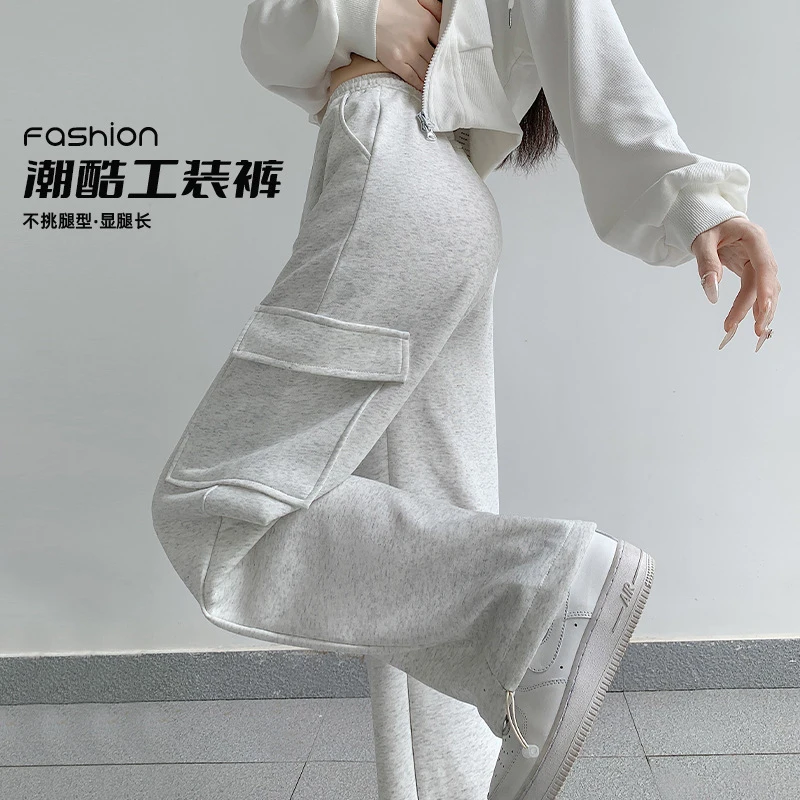 Cargo Pants Womens Dame Four-Season Cotton Tapered Urban Edgy Handsome Rock Studded Rivet Streetwear Highstreet Embroidery Y2K