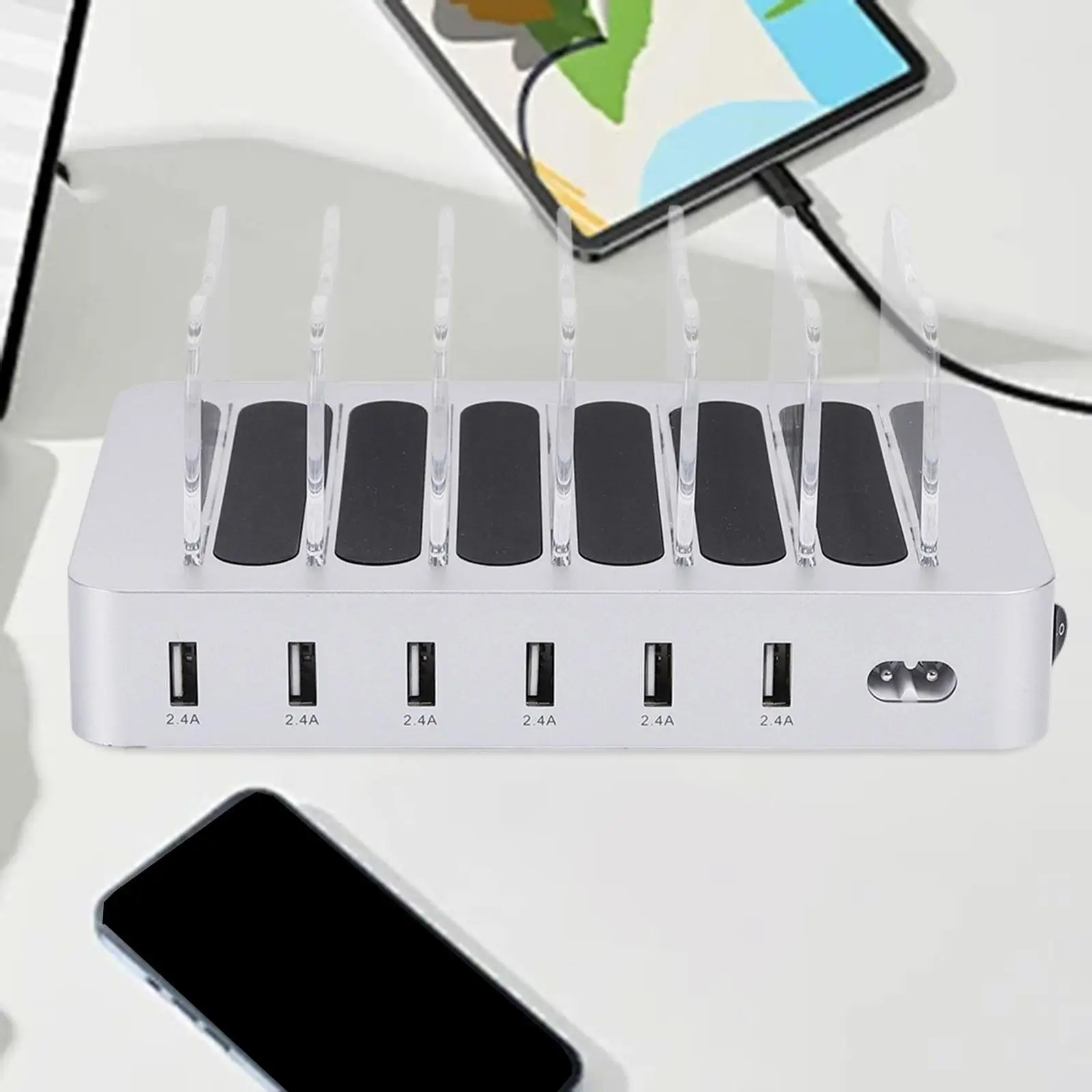 Multi-port USB Charger Multi-device Organizer for Headsets Tablet Office