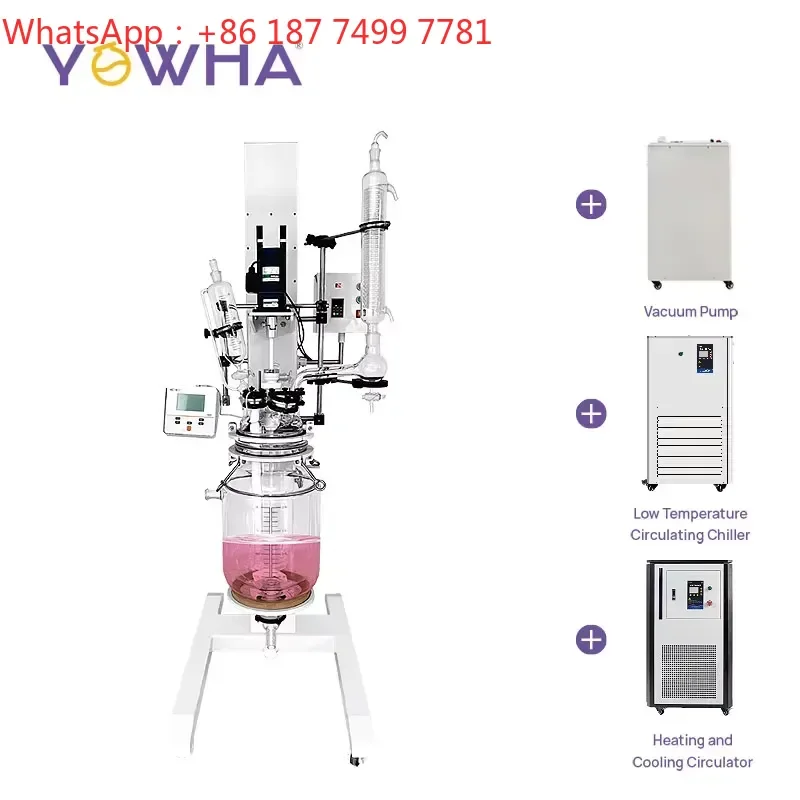 custom Custom Lifting Jacketed Glass Reactor for Optional Circulating Heating Cooler Chiller Vacuum Pump
