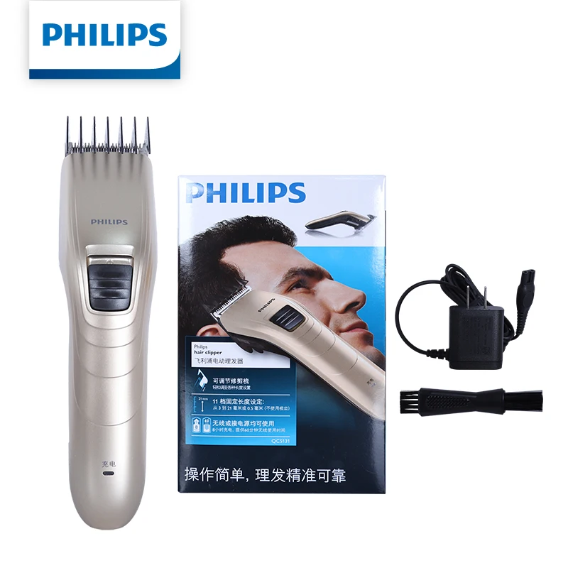 Philips QC5131 Electric Hair Clipper for Home Use 11 Adjustable Lengths Cordless Runtime Low Noise 0.5-21mm Cutting Width