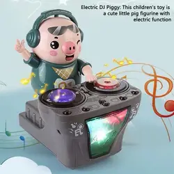 Juguetes eléctricos de Pig para niño y niña, Piggy de dibujos animados, disco oscilante con luces, música, regalos de navidad